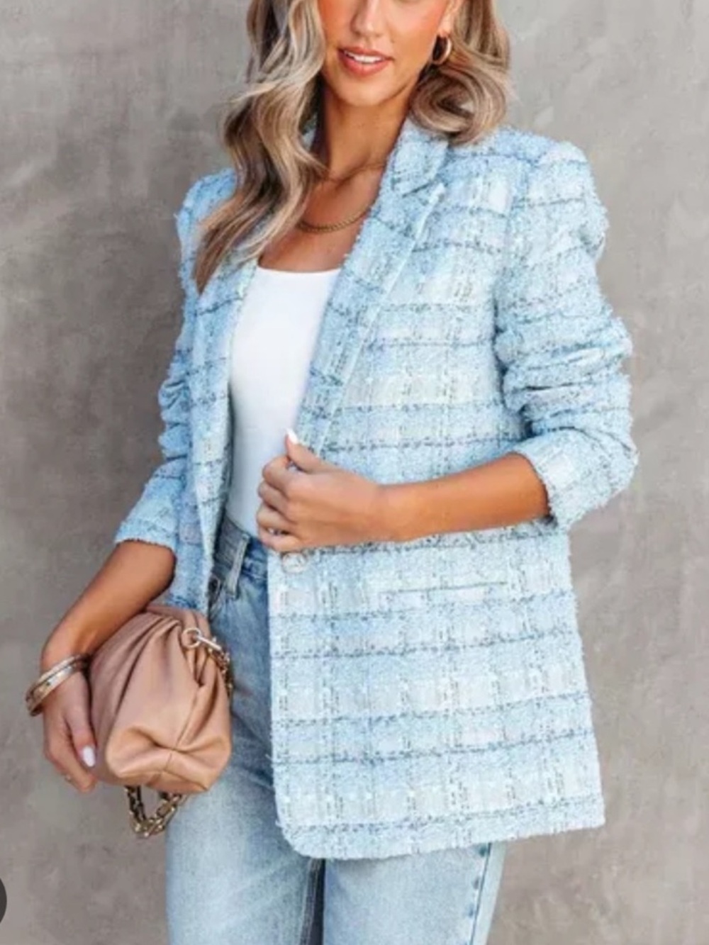 VICI Light Blue Tweed Blazer Jacket